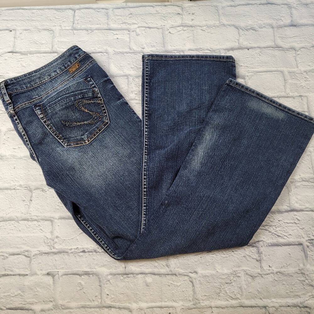 Silver Lael Flare Jeans Distressed Cotton Polyester some stretch size W32 In 33